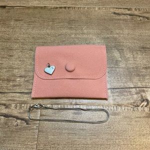 LV Stamped Silver Heart Charm Necklace